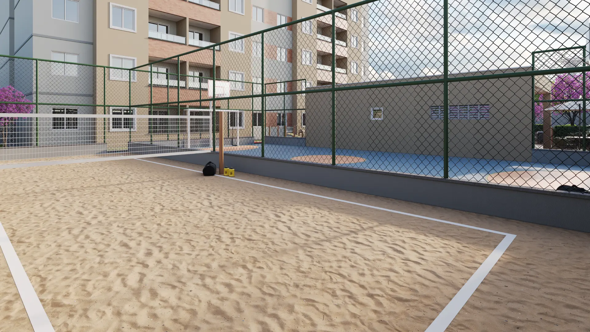 Quadra de areia e quadra poliesportiva do Alameda dos Ipês