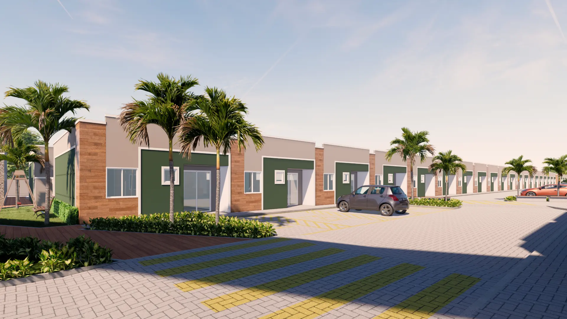 Fachada das casas do Celine Residence